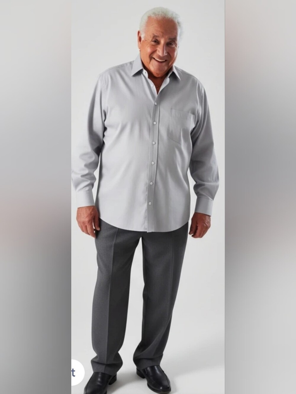 Stafford Mens Dress Shirt Gray 17 34/35 Double Butons Sleeves Wrinkle Free